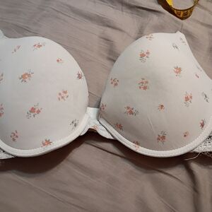 Floral Print White Bra